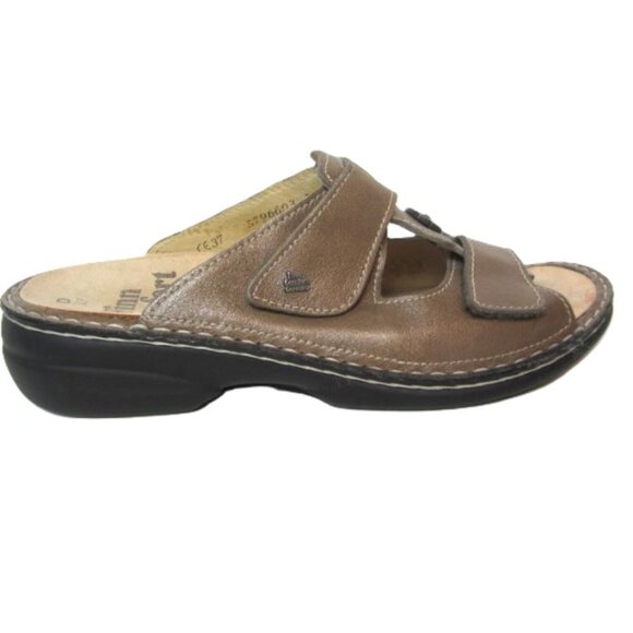 Finn Comfort EU 37 US 6 6.5 Womens Pattaya Taupe Brown Leather Slide Sandals - Picture 4 of 10